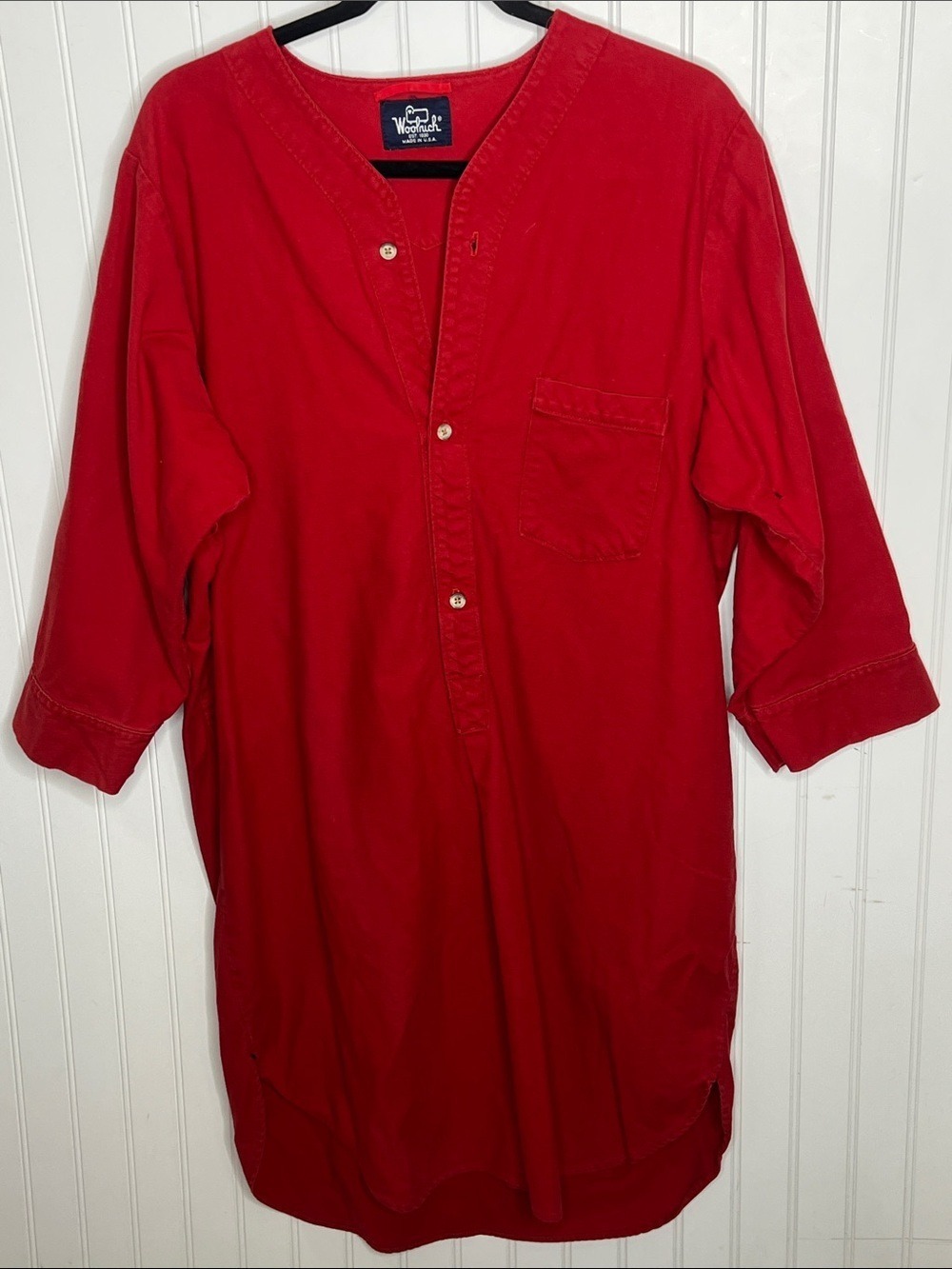 Vintage Woolrich Women's Red Long Sleeve Nightshirt Size XL